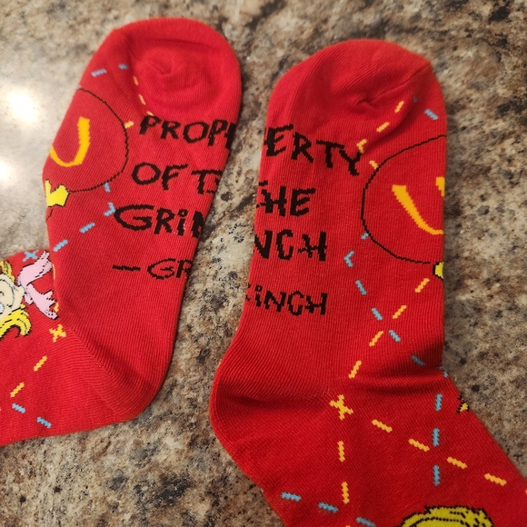 Red 2025 McDonalds Grinch Socks - Picture 2 of 3